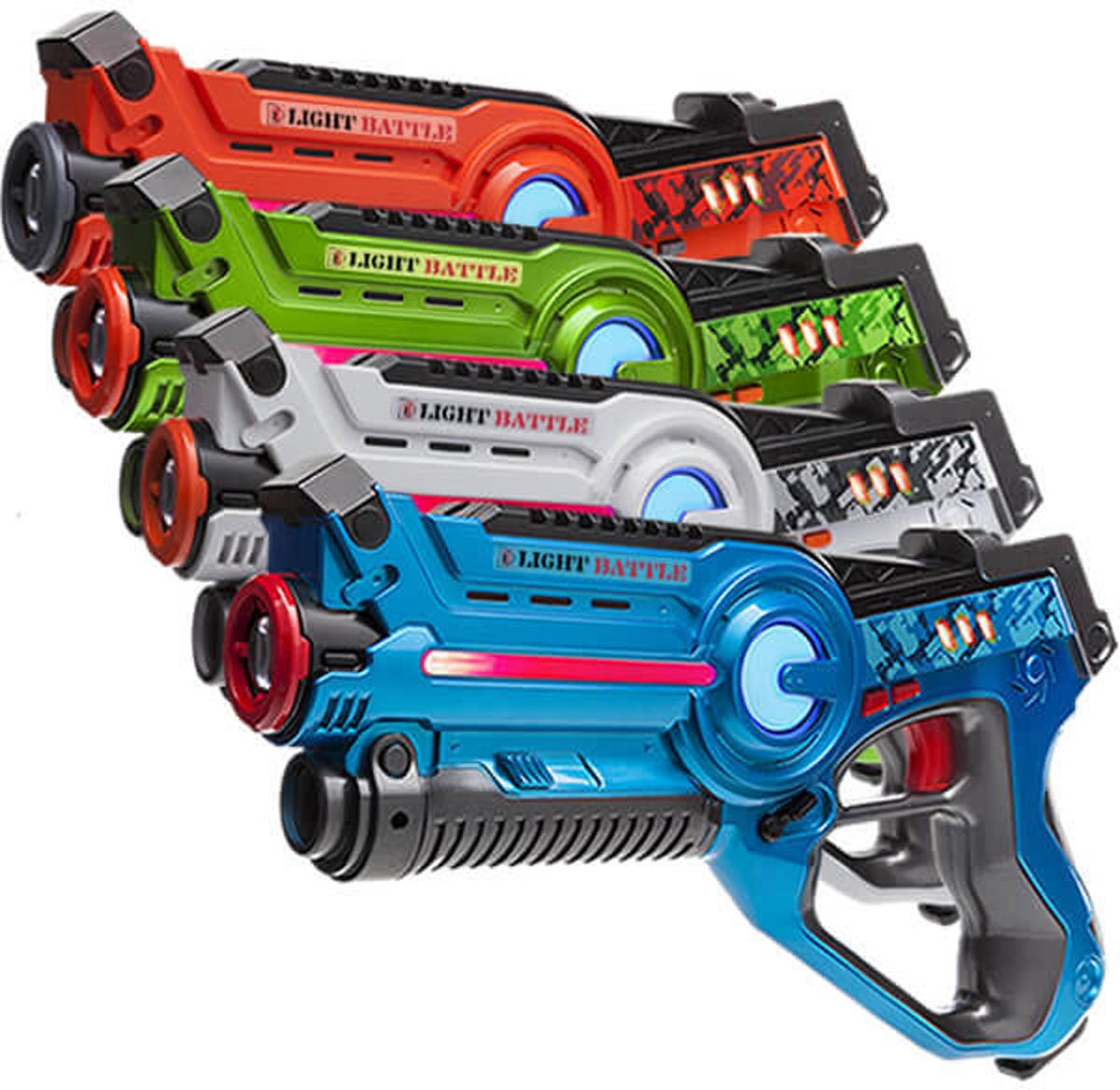 4x Light Battle Active lasergame pistool | Speelgoedpistolen - Groen, Oranje, Blauw en Wit